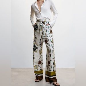 Mango Satin Printed Pants